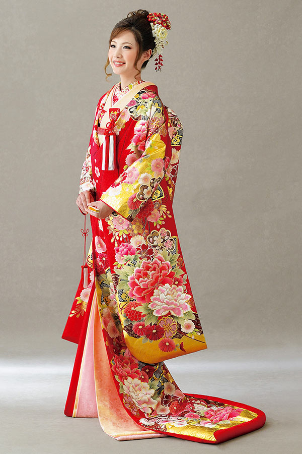 色打掛　牡丹に桧扇