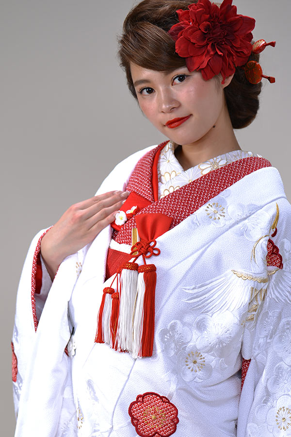 鹿の子襟元　白無垢