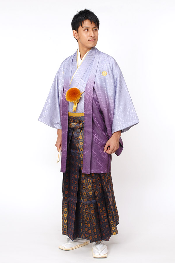 紋付袴　紫グラデーション