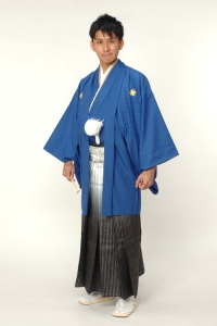 ブルー紋付袴