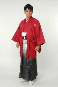 レッド紋付袴