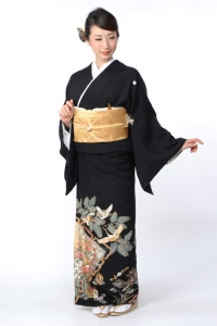 松葉に飛鶴の留袖 黒留袖