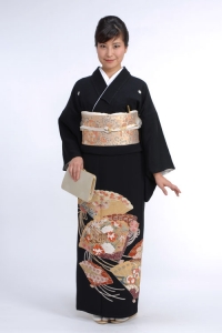 檜扇の留袖 黒留袖