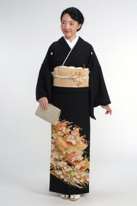 扇と飛鶴の留袖 黒留袖