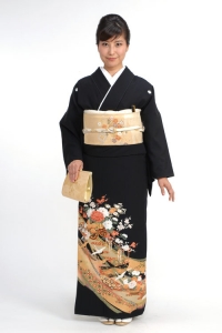 花車の留袖 黒留袖