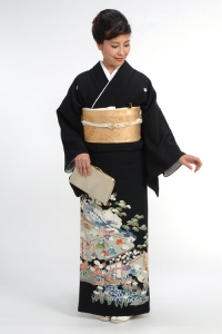 御所解きと流水の留袖 黒留袖