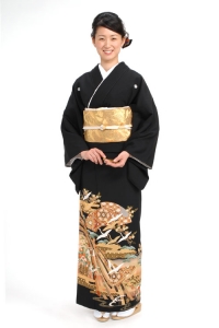 扇面と束ね熨斗の留袖 黒留袖